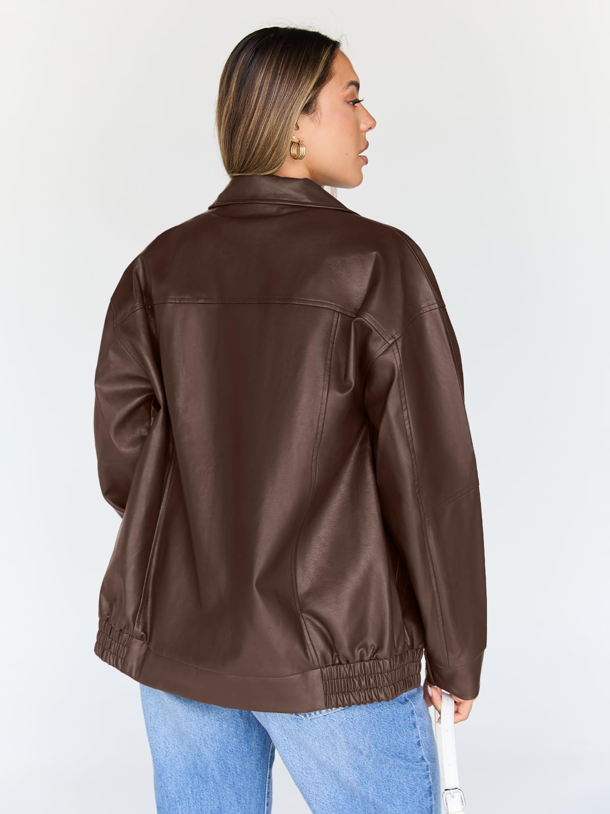Trendy Queen Womens Oversized Leather Jacket Moto Bomber Coat Fall&Winter | Spring Jacket Boyfriend Fall Clothes Going Out Fashion Concert Party Coat Travel Airport Winter Outfits