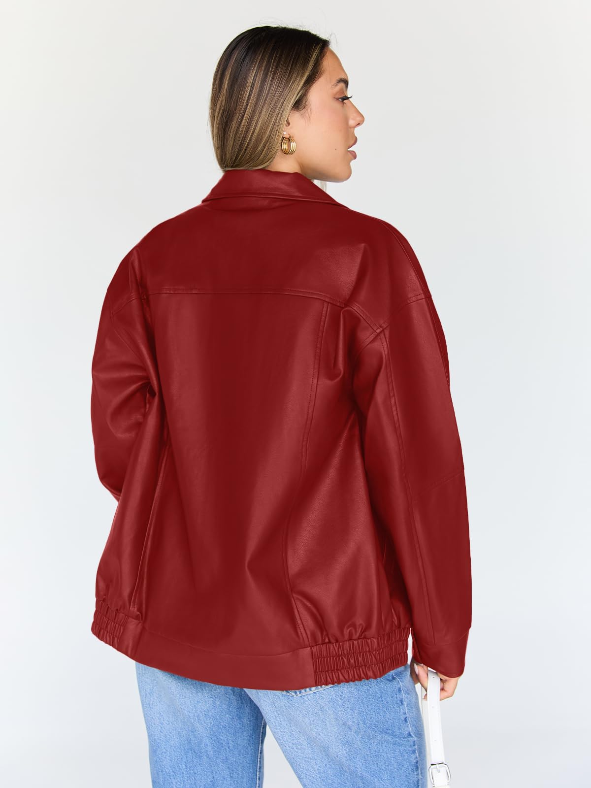 Trendy Queen Womens Oversized Leather Jacket Moto Bomber Coat Fall&Winter | Spring Jacket Boyfriend Fall Clothes Going Out Fashion Concert Party Coat Travel Airport Winter Outfits