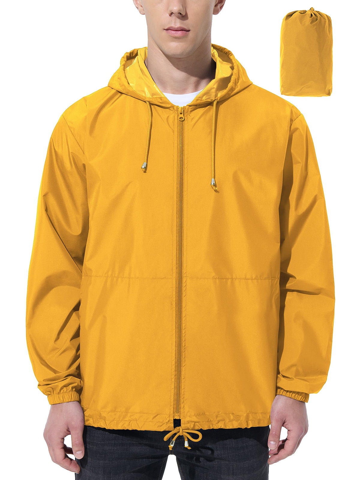 UIQUR Mens Rain Jacket Raincoat Windbreaker Running Waterproof Lightweight Packable with Hood Travel Hiking Cycling