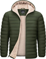 TACVASEN Mens Puffer Jacket Hooded Sherpa Lined Water Resistant Winter Coat | Warm, windproof, insulated quilted fleece puffy jacket for casual work travel outdoor hiking skiing snow fishing cold weather