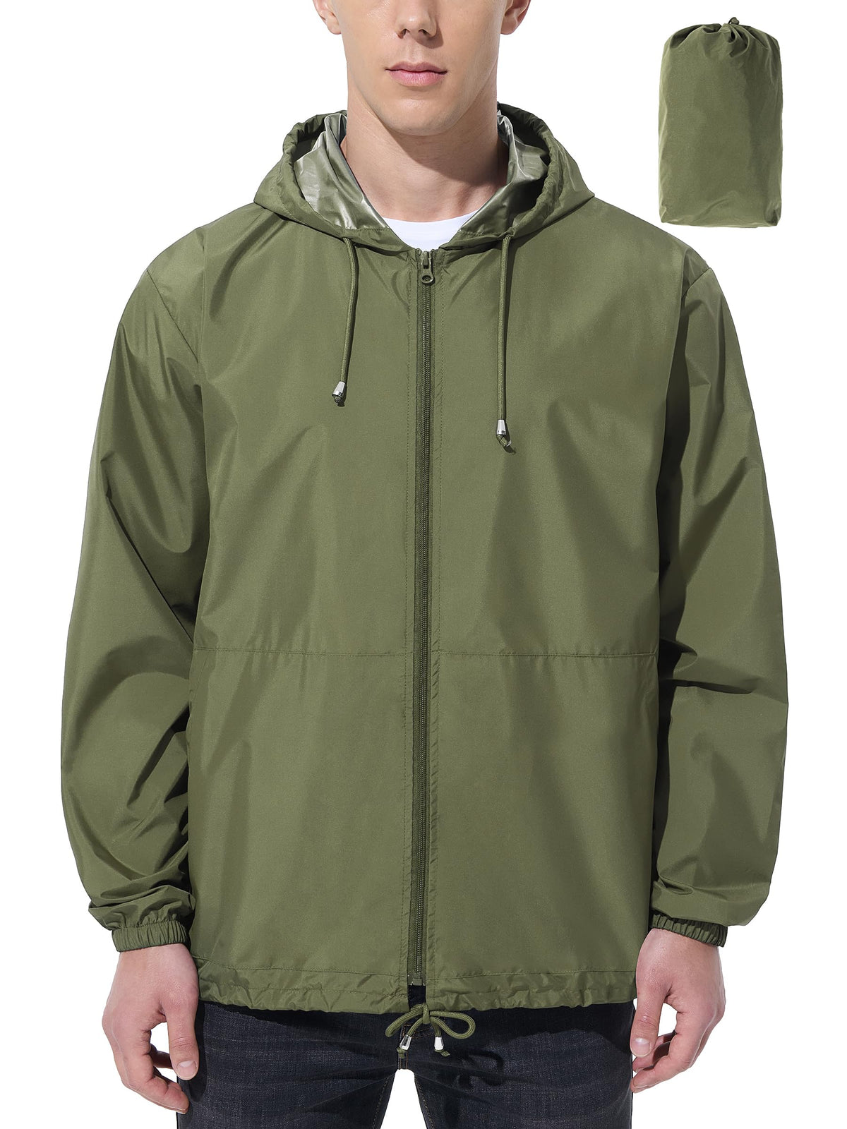 UIQUR Mens Rain Jacket Raincoat Windbreaker Running Waterproof Lightweight Packable with Hood Travel Hiking Cycling