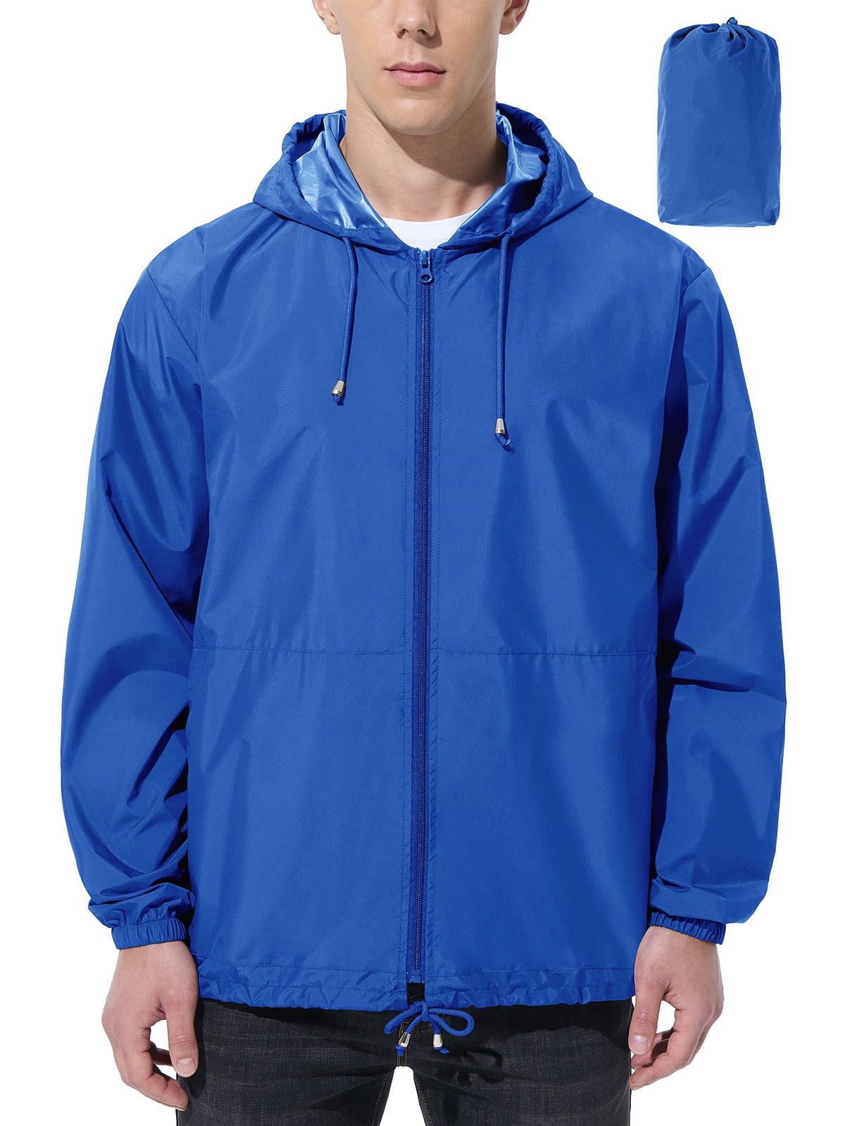 UIQUR Mens Rain Jacket Raincoat Windbreaker Running Waterproof Lightweight Packable with Hood Travel Hiking Cycling