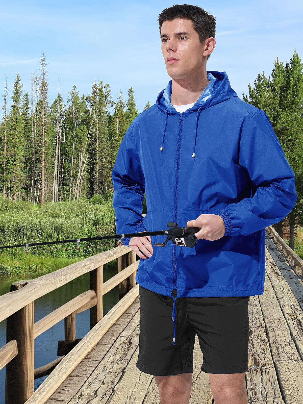 UIQUR Mens Rain Jacket Raincoat Windbreaker Running Waterproof Lightweight Packable with Hood Travel Hiking Cycling