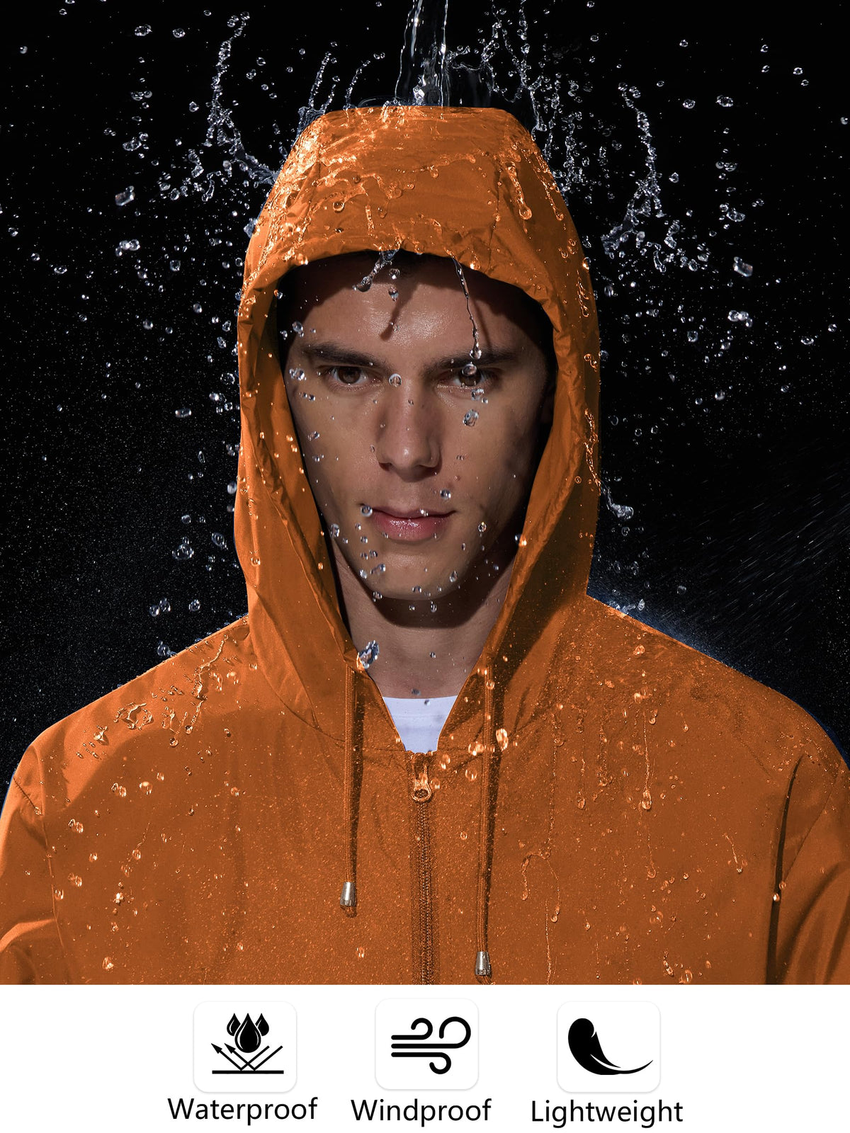 UIQUR Mens Rain Jacket Raincoat Windbreaker Running Waterproof Lightweight Packable with Hood Travel Hiking Cycling