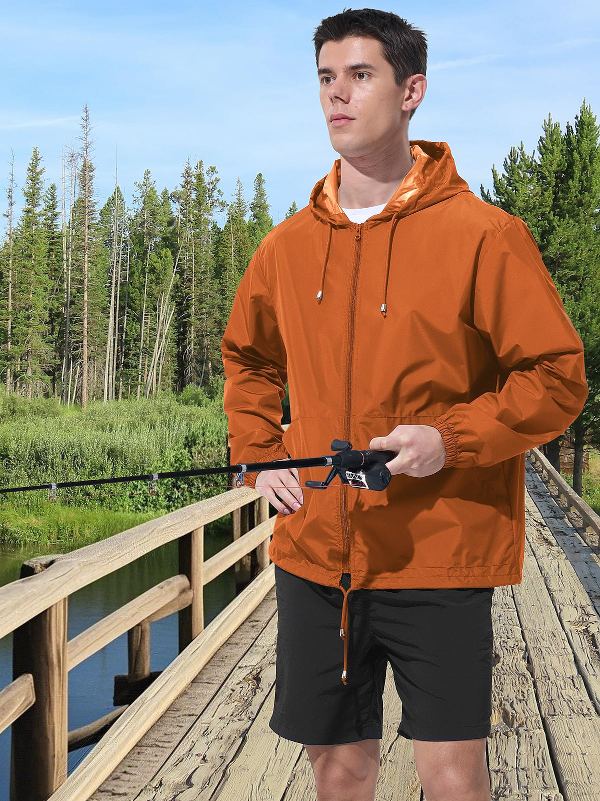 UIQUR Mens Rain Jacket Raincoat Windbreaker Running Waterproof Lightweight Packable with Hood Travel Hiking Cycling